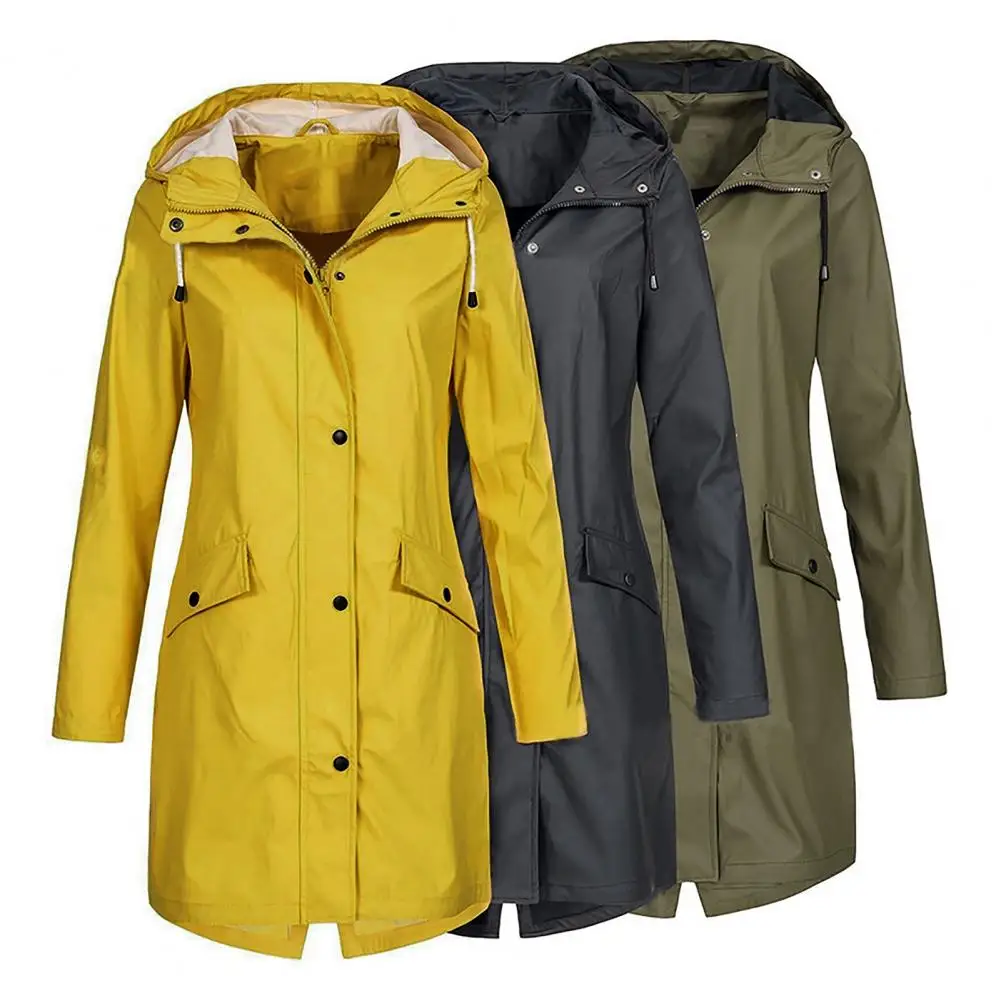 

Удобное Женское пальто, Стильное женское пальто с капюшоном, шикарная однотонная ветровка с пуговицами на завязках для осени