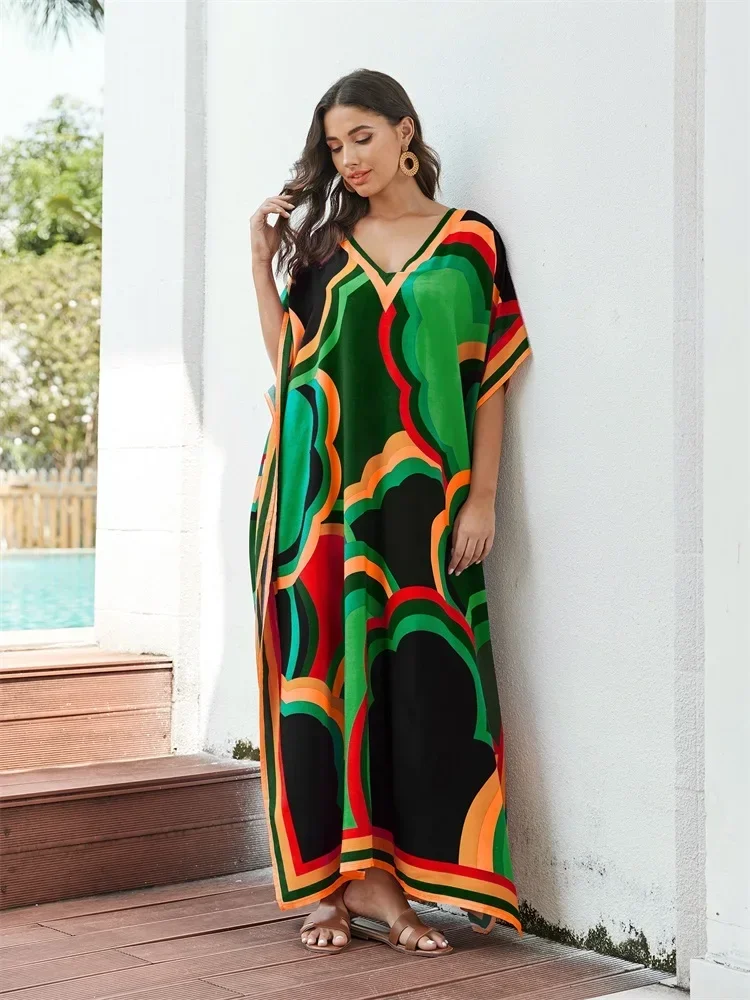 Женское платье с V-образным вырезом и рукавом летучая мышь