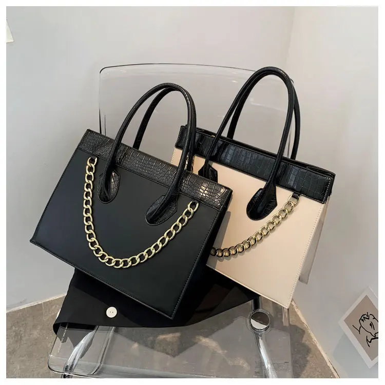 

2022 New Large Capacity Bag Women's Handbag Fashionable and Versatile Contrast Color Tote Bag Mature Commuter One Shoulder Bag