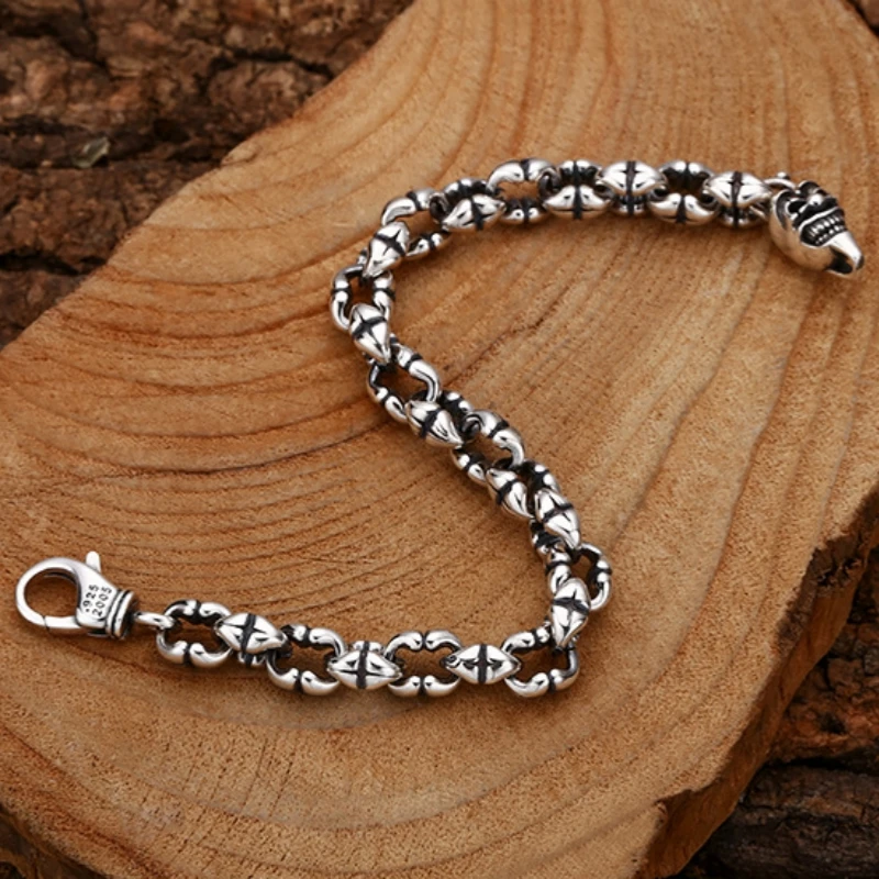 BOCAI S925 браслеты из стерлингового серебра для мужчин новая мода властная цепочка с