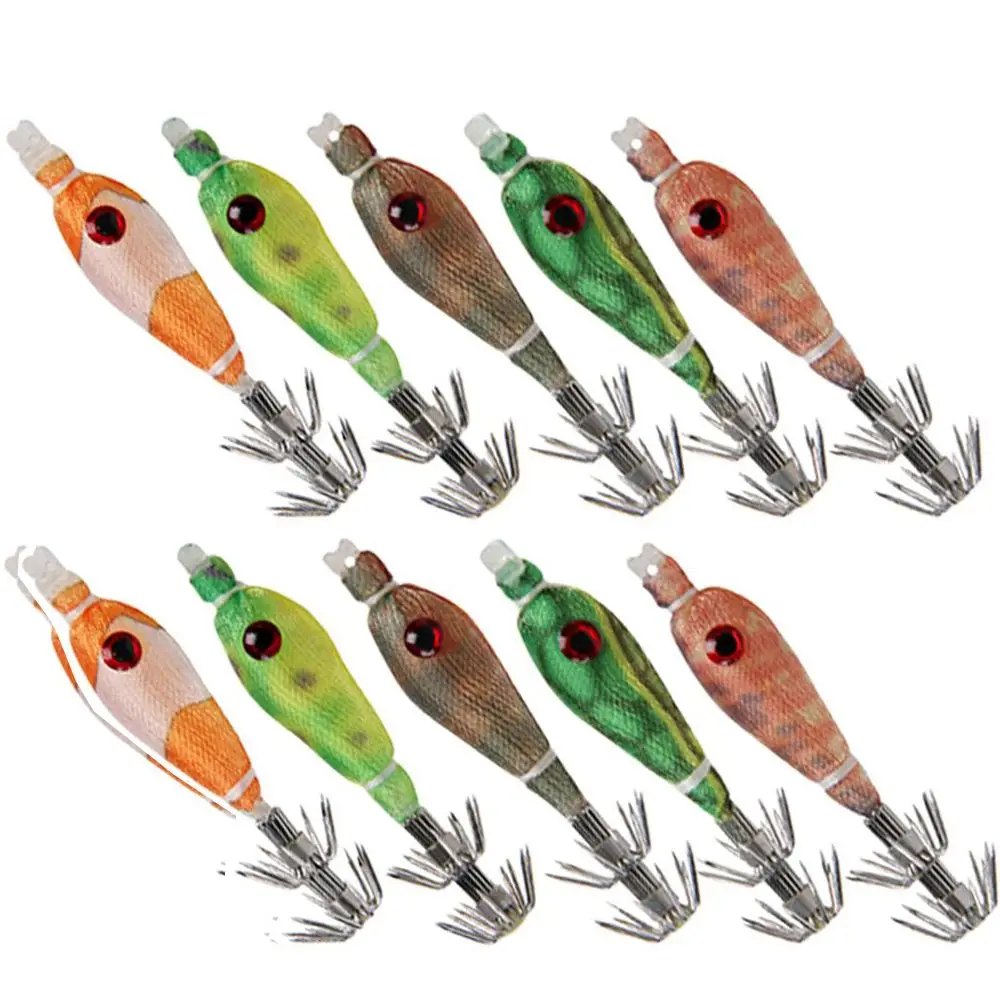 

5PCS 60mm 3.3g Fishing Lure Squid Hook Jigs Noctilucent Squid Cuttlefish Jig Spinnerbait Wood Shrimp For Sea Fishing Accessories