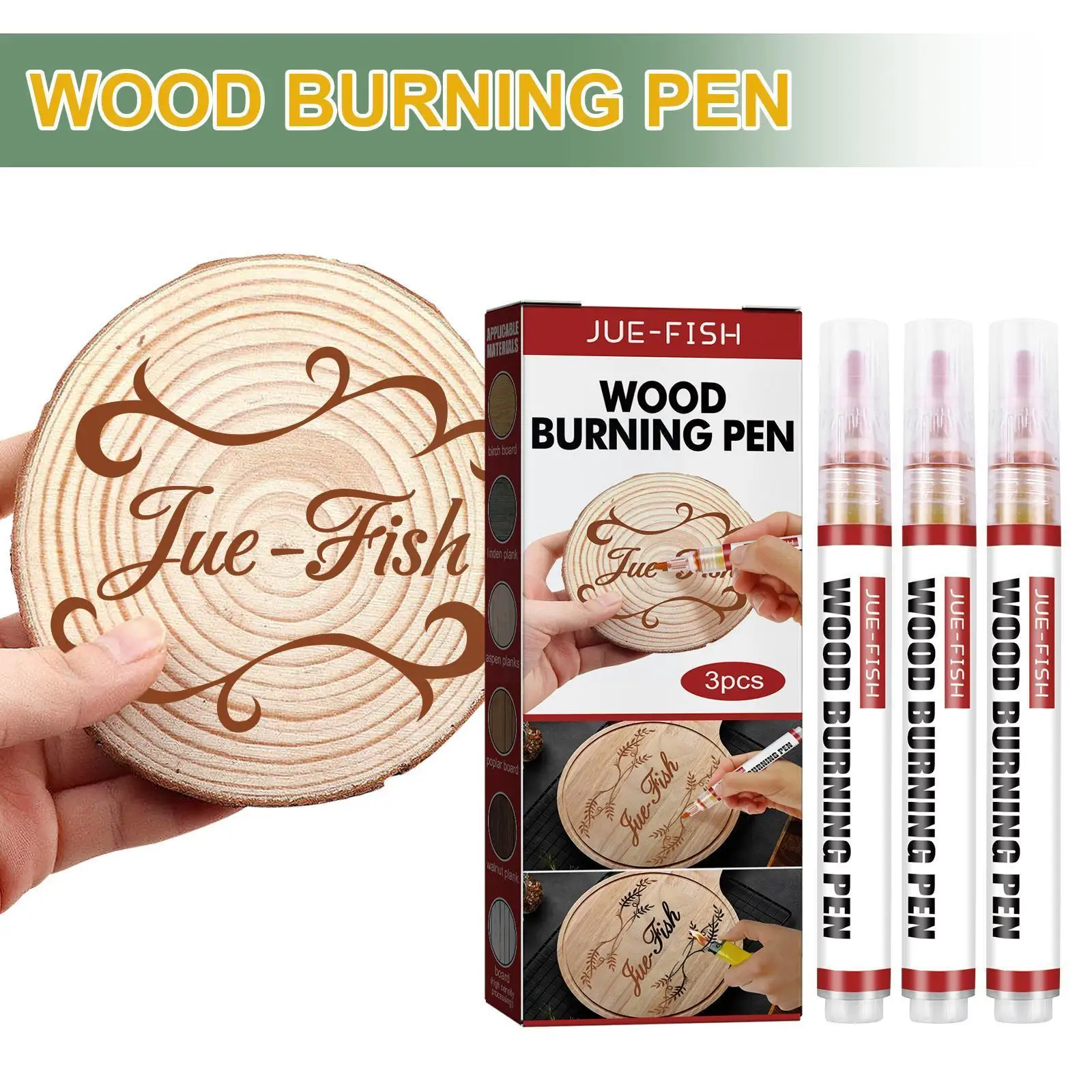 

Wood Burning Pen Scorch Wood Burned Marker Pyrography Pens For DIY Projects Fine Tip Woodworking Supplies 3pcs B5R6