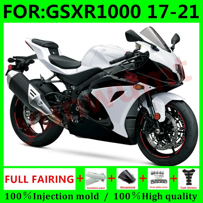 

New Motorcycle Whole Fairings Kit For SUZUKI GSX-R1000 17 18 19 20 21 GSXR1000 2017 - 2021 k17 fairing bodywork set black white