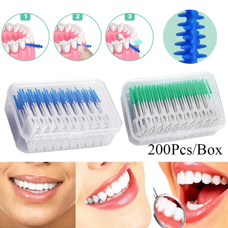 

Interdental Silicone Brushes Dental Teeth Cleaning Hygienic Toothpick Brush Between Teeth Flossers Picks With Thread Oral