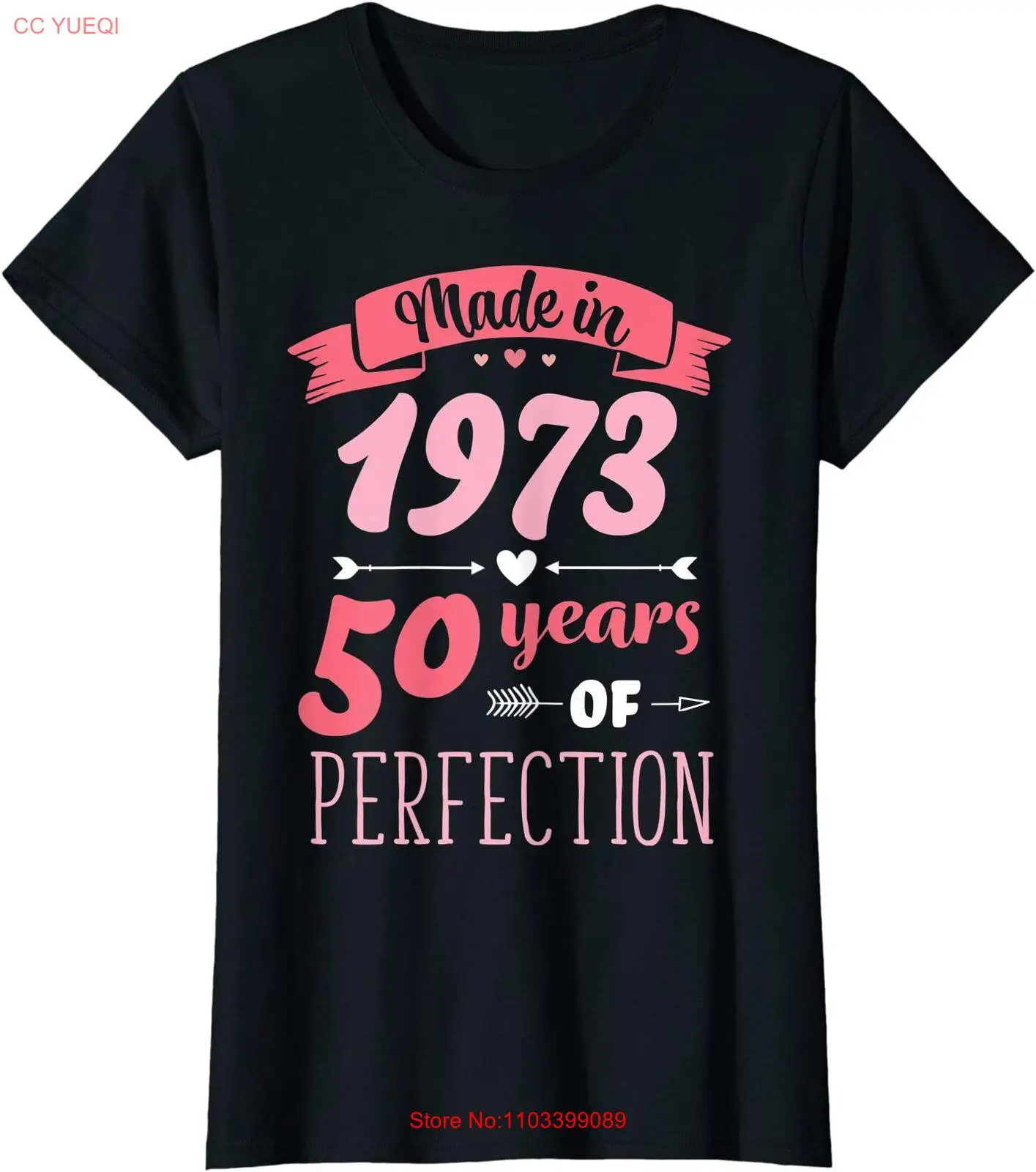 Женская футболка с круглым вырезом на 50 украшений 50-летие BDay 1973 года