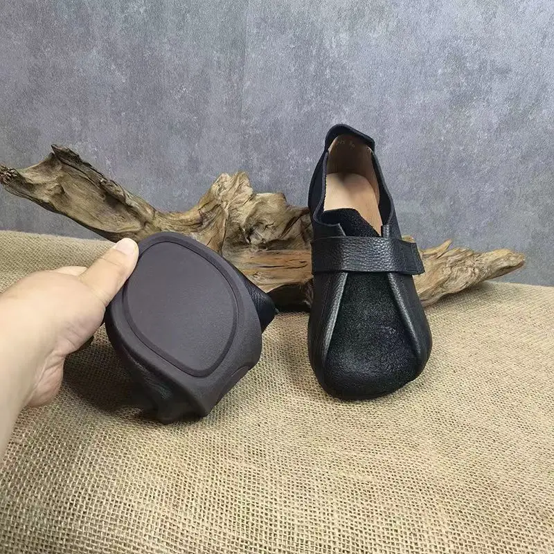 2023 New Arrivals Round Toe Flat Ballet Loafers Woman Simple Soft and Suede Leather Moccasins Ladies Retro Shoes Women Flat Shoe