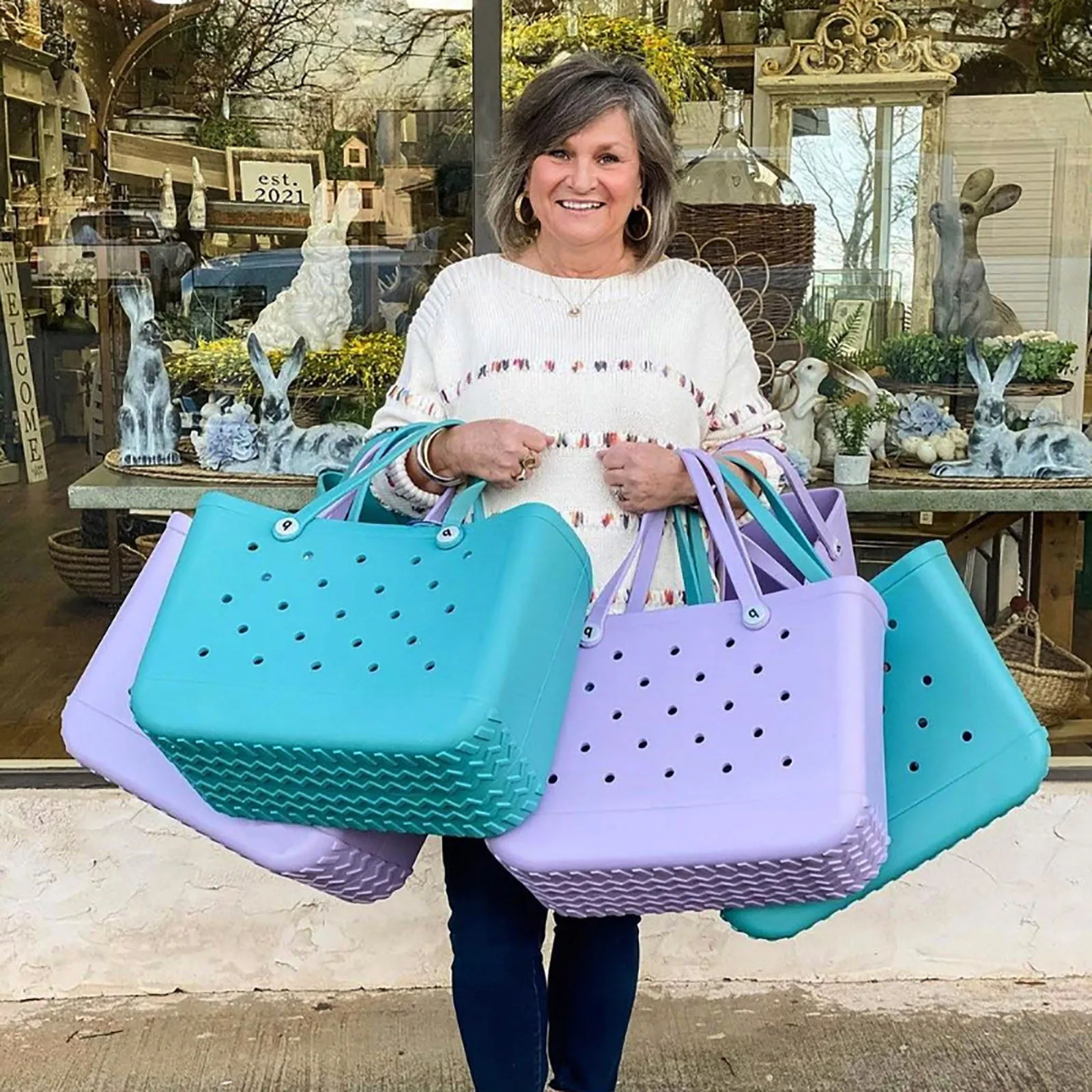 

Rubber Beach Bag Waterproof Sandproof Outdoor Tote Bag Portable Travel Bags Sports Waterproof Handbag Storage Organization Box