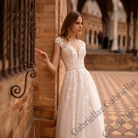 luxury wedding dress princess buttons exquisite appliques scoop sleeveless personalised mopping gown vestido de novia 2022 women