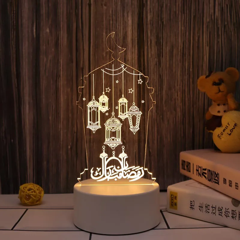 

3D Palace Castle Night Lamp Ramadan Festival Decoration for Home 2023 EID Mubarak Islam Muslim Gurbang Party Decor Eid Al Adha