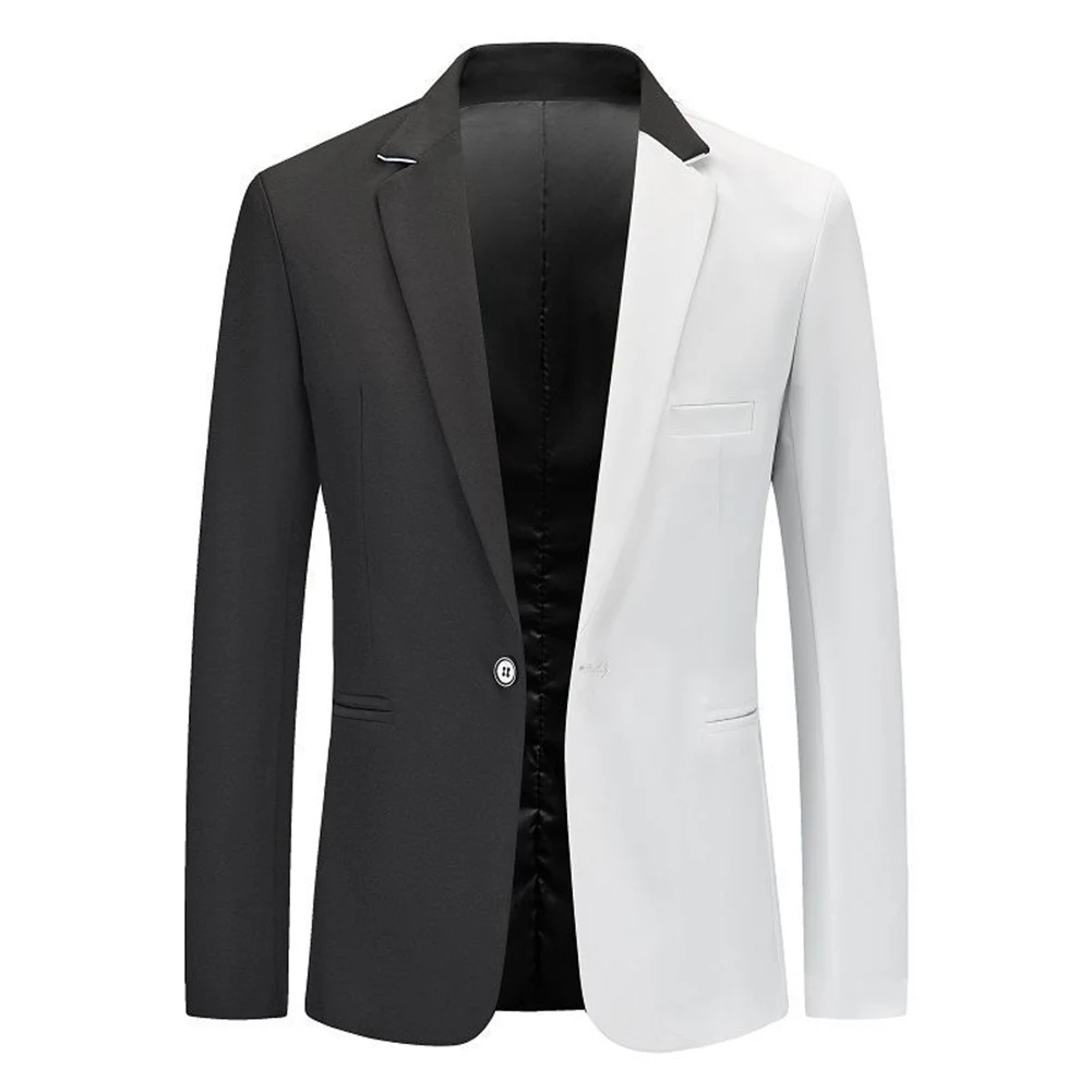 

Mens Single Buttons Suit Coat 2 Colors Blocking Business Commuting Suit Blazer Wedding Party Slim Fit Jacket Outwear Blazers