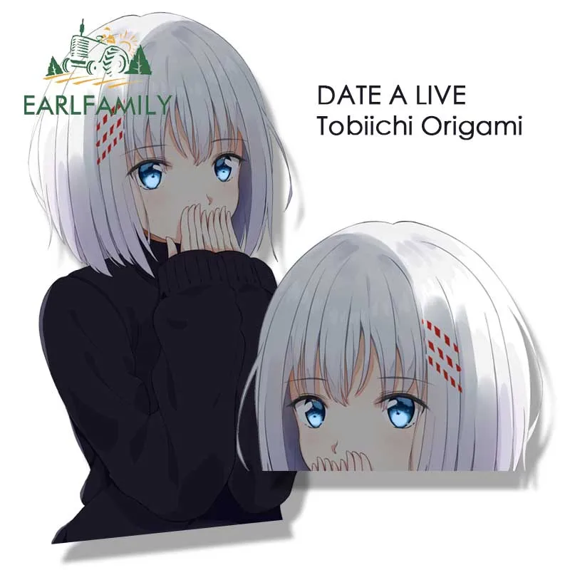 

EARLFAMILY Tobiichi Origami Fanart Car Sticker Big Head Anime DATE A LIVE Sketch Waifu Decals JDM Cartoon Peeker Girl Stickers