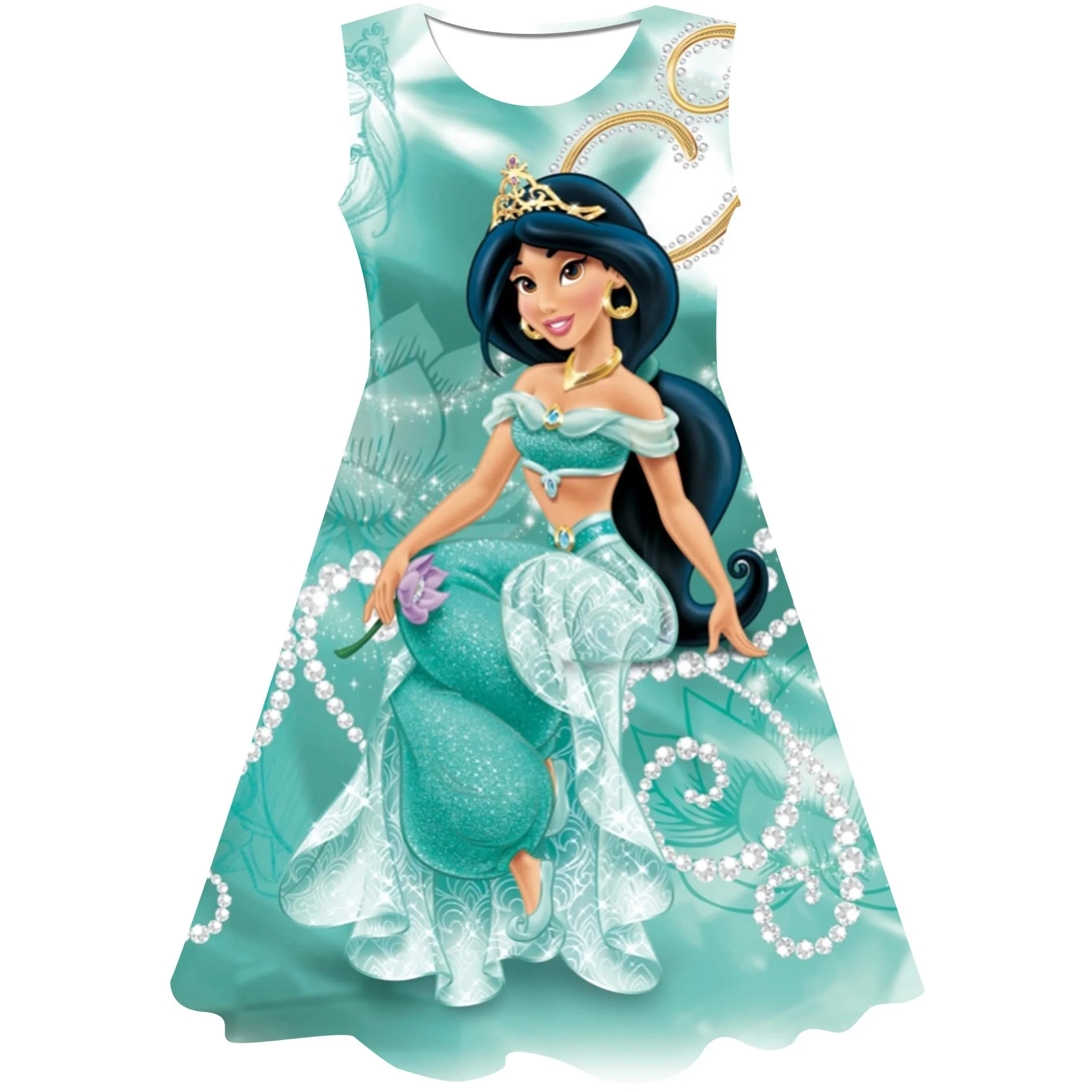 

Jasmine Princess Dress Girl Kids Rapunzel Sofia Cinderella Cosplay Clothing Belle Anna Mermaid Ariel Frozen Elsa Aurora Costume