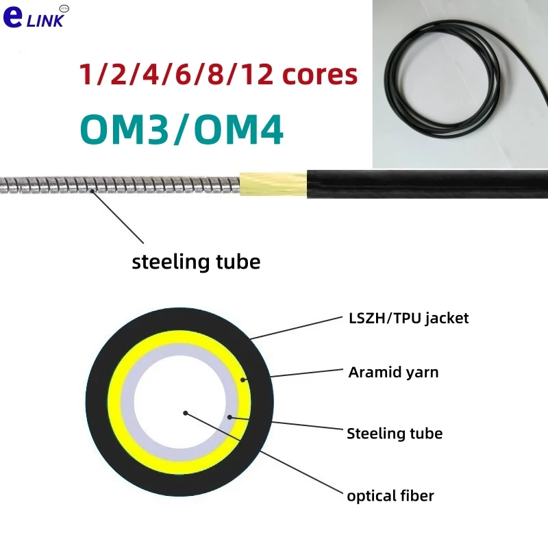 оптоволоконный кабель 1/2/4/6/8/12 ядра OM3 OM4 бронированный ТПУ lszh одиночное волокно 1C