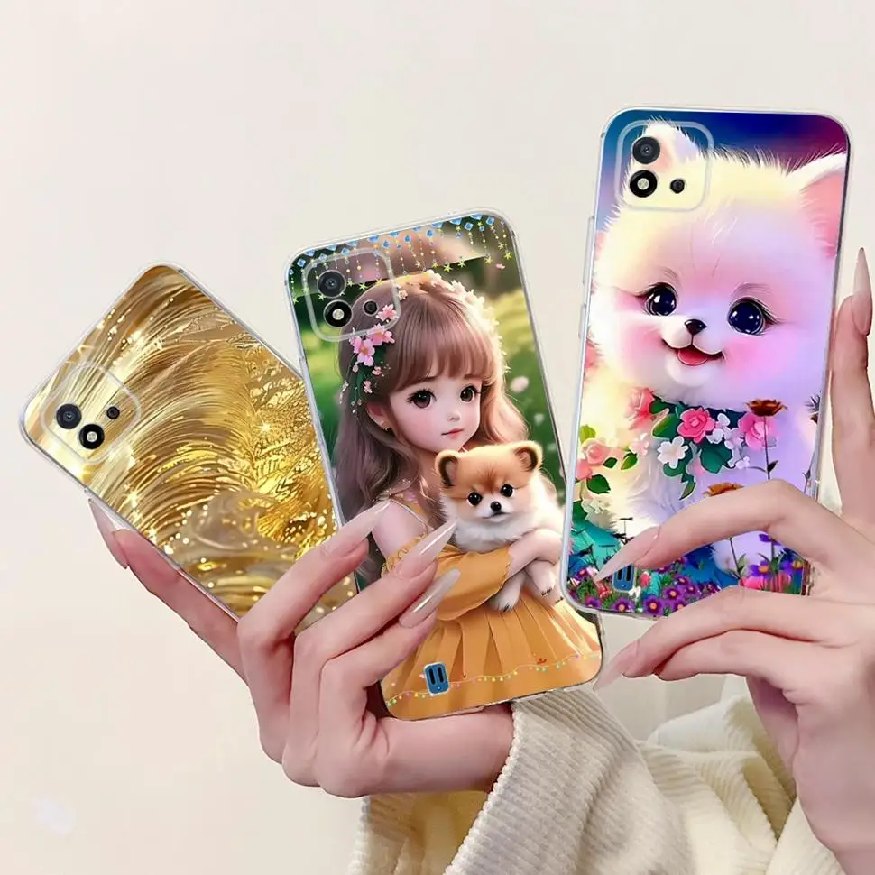 Для Realme C20 RMX3061 Чехол Красивая Девушка Кошка Дизайн Силиконовый A C20A RMX3063 Мягкий