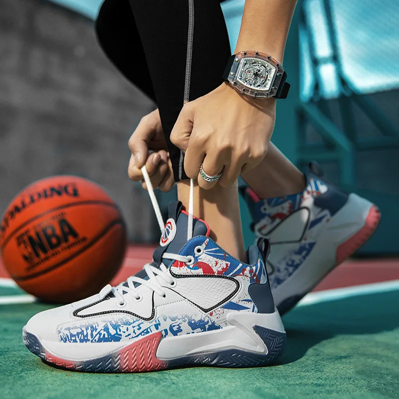 2022 New Men's Shoes Summer Casual Sneakers High-top Basketball Shoes Soft Bottom Youth Combat Sports Shoes Men