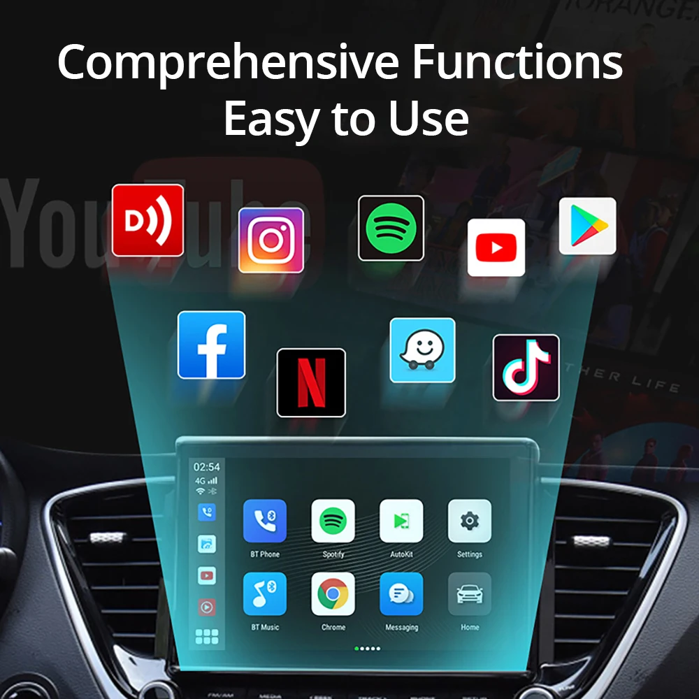 Carplay Ai Box Автомагнитола IOS CarPlay Android Авто Аудио мультимедийные видеоплееры 4 + 64G