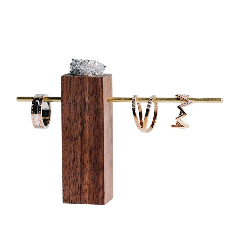 

Simple T Shape Walnut Metal Jewelry Holder Earrings Bracelet Display Rack Jewelry Storage Photo Props Decoration Jewelry