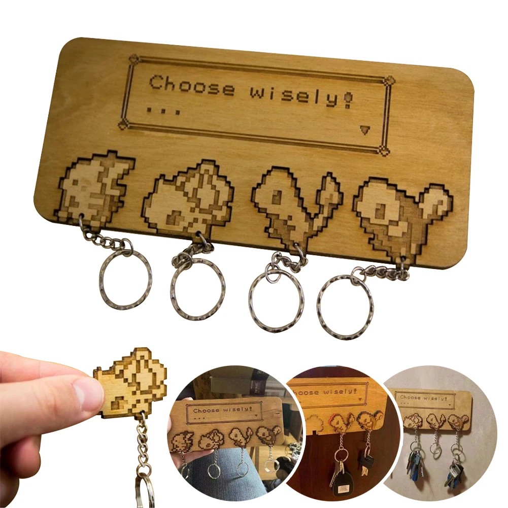 

Деревянный настенный держатель для ключей с 4 крючками, настенное крепление, вешалка для ключей, вешалка для хранения ключей, домашний Насте...