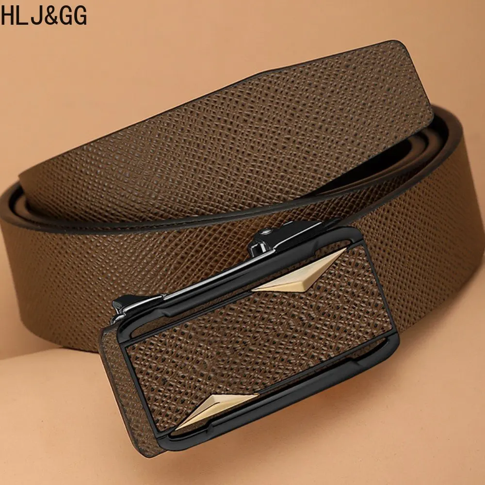HLJ&GG Good Quality Genuine Leather Automatic Buckle Belts for Man Youth Casual Business Pants Waistband Male Belt For Jeans New