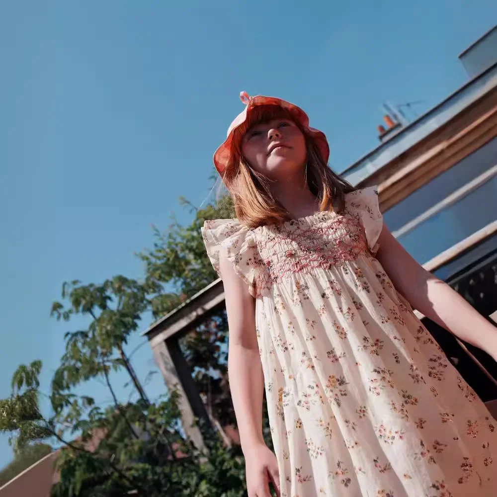 Детское платье Новинка лета 2024 принцессы в пасторальном стиле с вышивкой и