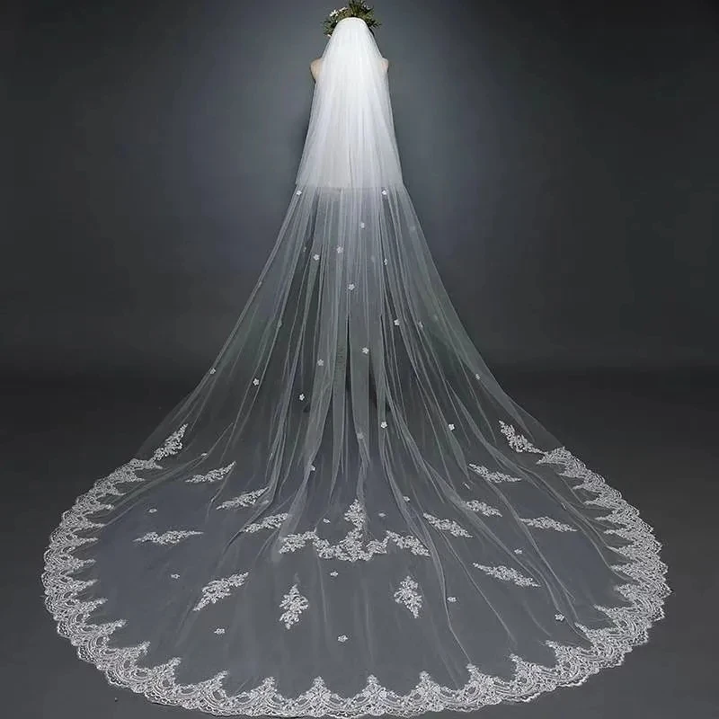 

3 meter long veil 2023 new arrival appliques wedding veil