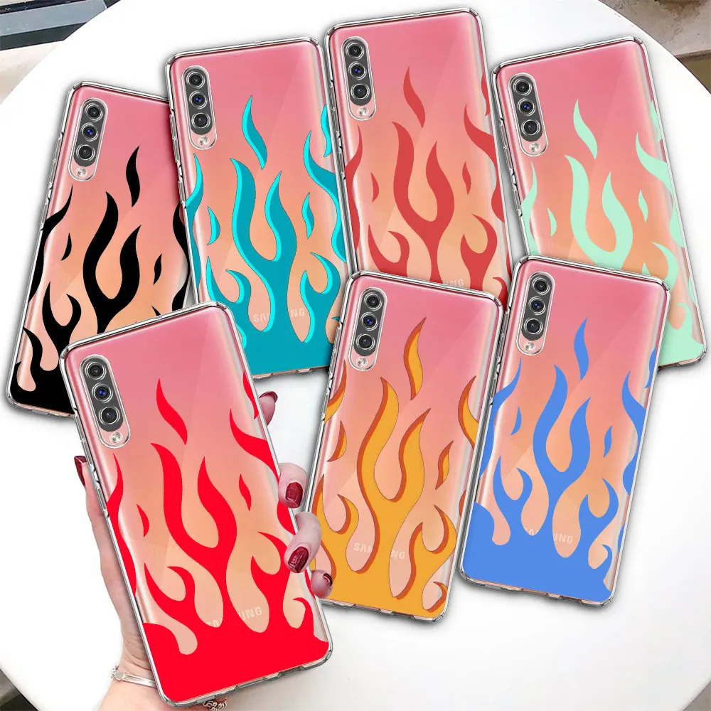 

Clear Case for Samsung Galaxy A50 A10 A70 A30 A20s A20e A40 A10s A20 A30s A50s A70s Silicone Cover Cool Green Red Flame Fire