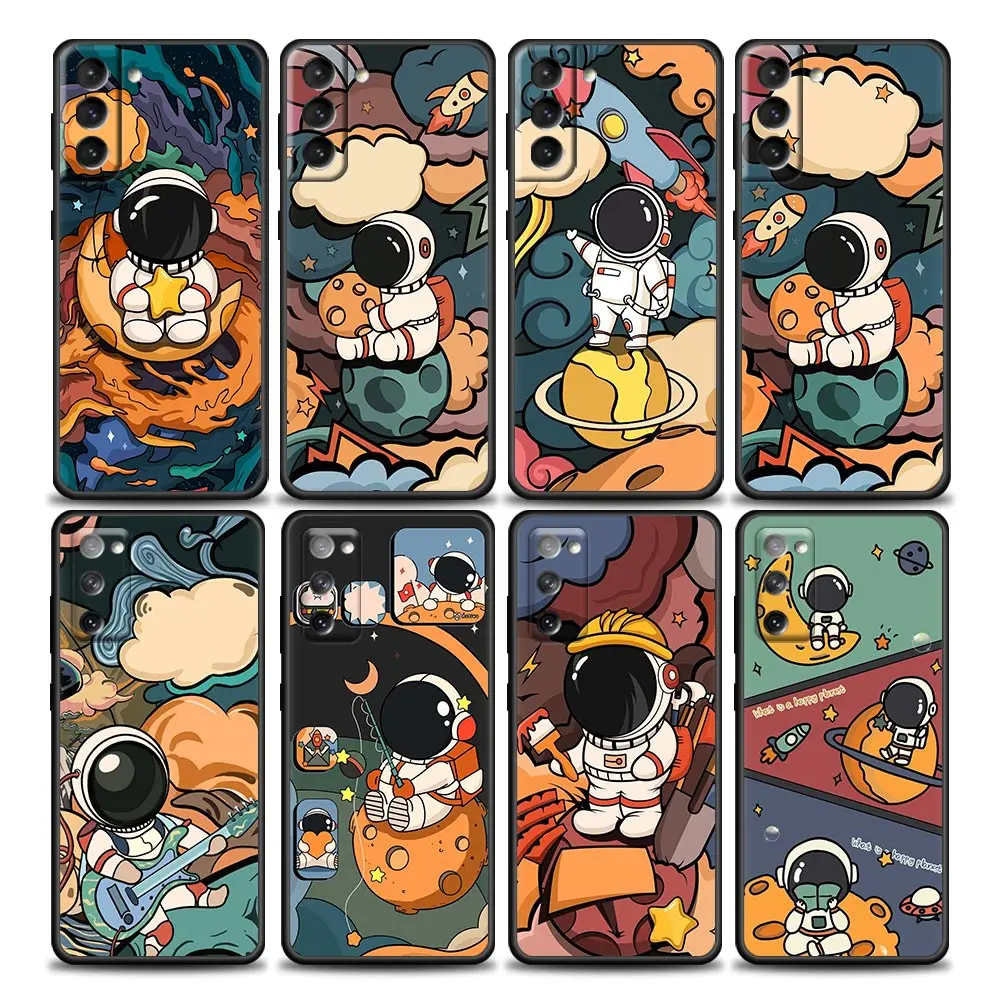 

Star Cute Astronaut Cartoon Phone Case for Samsung Galaxy S23 S9 S10e S21 S20 Fe Plus Note 20 Ultra 5G Soft Silicone Case Capa