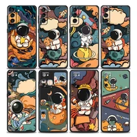 star cute astronaut cartoon phone case for samsung galaxy s7 s8 s9 s10e s21 s20 fe plus note 20 ultra 5g soft silicone case capa