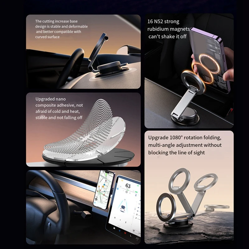 Joyroom Magnetic Car Mount All-Metal Strongest Magnet Foldable Phone Holder For Dashboard Tesla Spare Parts
