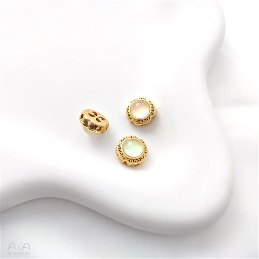 Матовое золото инкрустированный кошачий глаз камень перегородка бусина