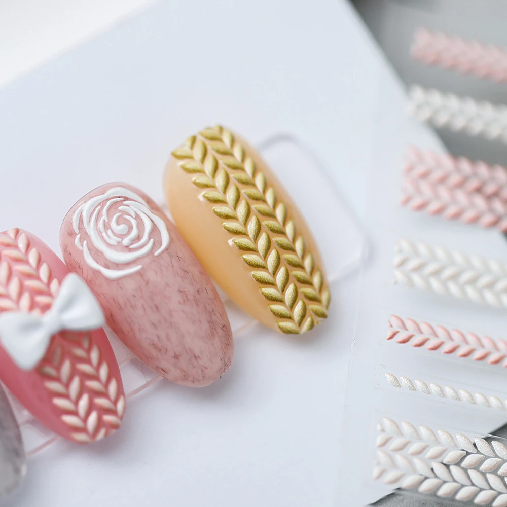 

Изысканная серия рельефных наклеек для дизайна ногтей 5D разноцветные пшеничные уши дизайн очаровательные слайдеры маникюрные наклейки дл...