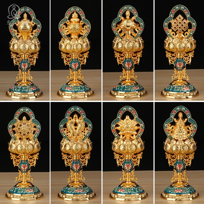

Восемь китайских благоприятных скульптур, украшения для зала, гостиной, фэн-шуй, украшение, Будда, инструменты, поделки, Буддийские принадле...