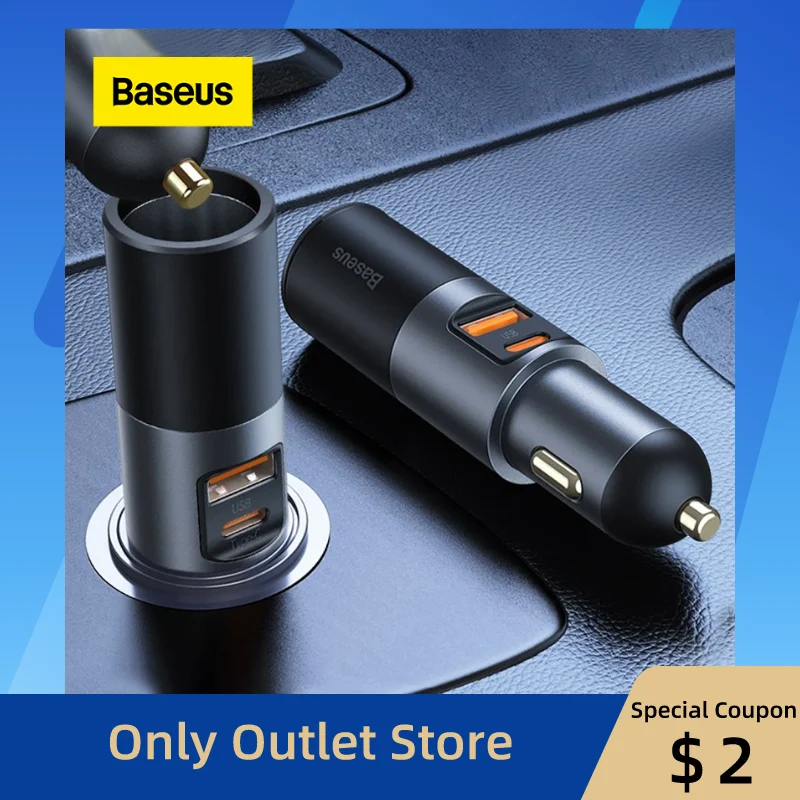 

Baseus 120W Car Splitter QC4.0 3.0 PD PPS Cigarette Lighter Socket Dual USB Type C Fast Car Charger Adapter for IPhone Gadgets