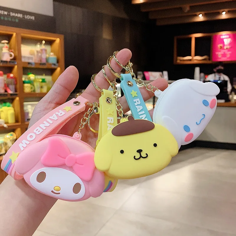 

Sanrio Keyring Keychain HelloKitty Cinnamoroll Doll Coin Purse Key Pendant Multifunctional Bag Pendant Keychains Anime Periphery