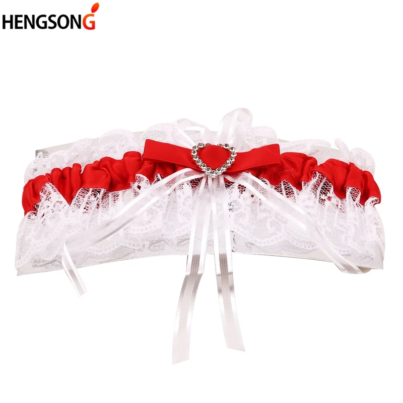 

Wedding Garter Sexy Elastic Rhinestone Lace Leg Garter Belt With Ribbon Bow Suspender Thigh Harness For Bride Party Wedding Gift