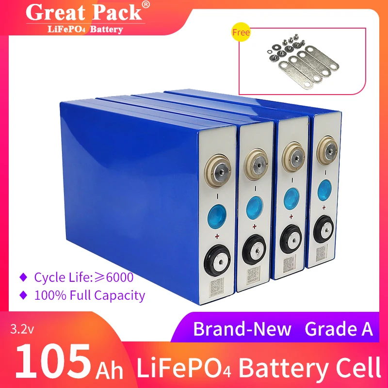 

100% Full Capacity 8PCS 3.2V 105Ah Rechargeable Lithium Ion Battery Cell LiFePO4 Deep Cycle Brand New Grade A Solar Power Bank