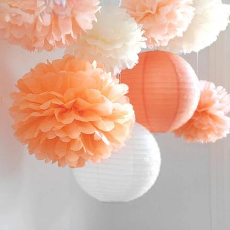 

Wedding Decoration 5pcs Pom Poms 20cm Tissue Paper Artificial Flowers Ball Baby Shower 1st Birthday Party Decoration Supplies