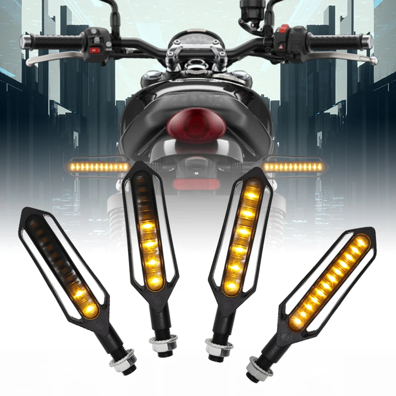 

2pcs Motorcycle LED High Bright Turn Signal Indicator Lights Two-Color Flowing Water Signal Light Day Running Light Brake Lamp