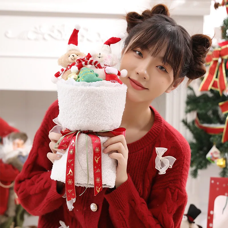 

Kawaii Christmas Plush Bouquet Gifts Light Stuffed Plush Bear Doll Cartoon Flower Holiday Cartoon Valentine's Day Creative Gift