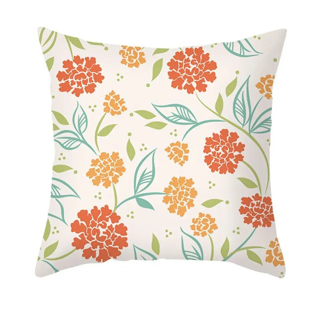 

Cushion Cover Pillowcase Pillows Covers Invisible Zipper Polyester Peach Skin Floral Print Cushion Case for Sofa Home Decor