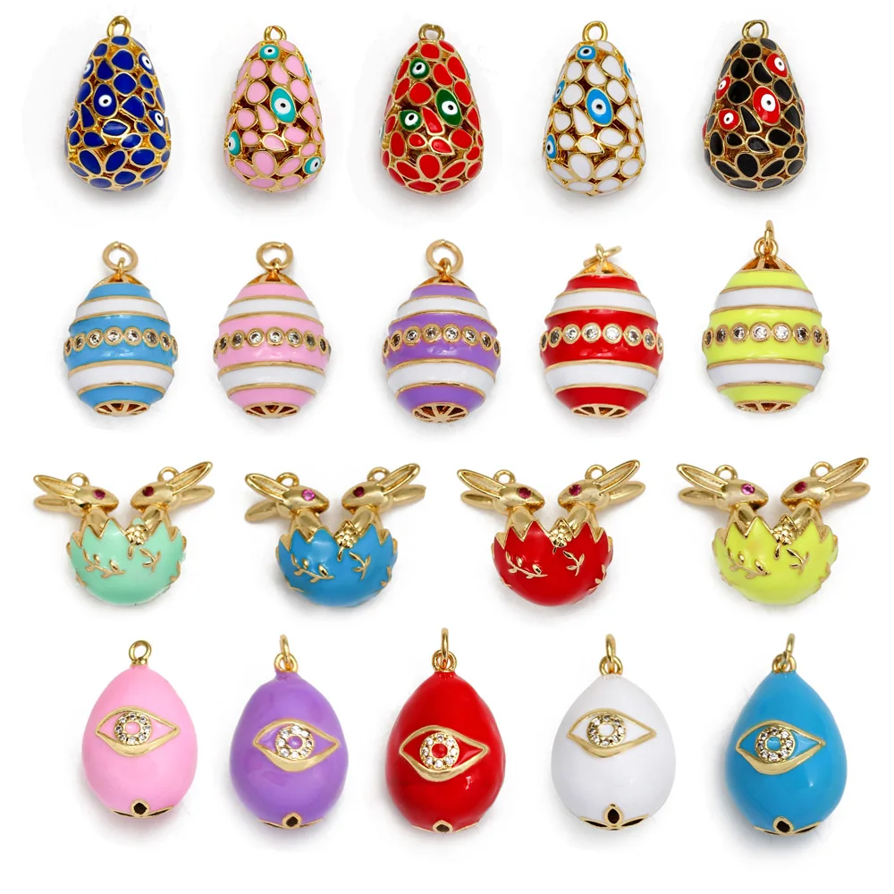 

Meibeads Enamel Copper Ball Charm Pendant for Jewelry Making Turkey Evil Eye Double Hanging Rabbit Charm Handmade DIY Accessorie