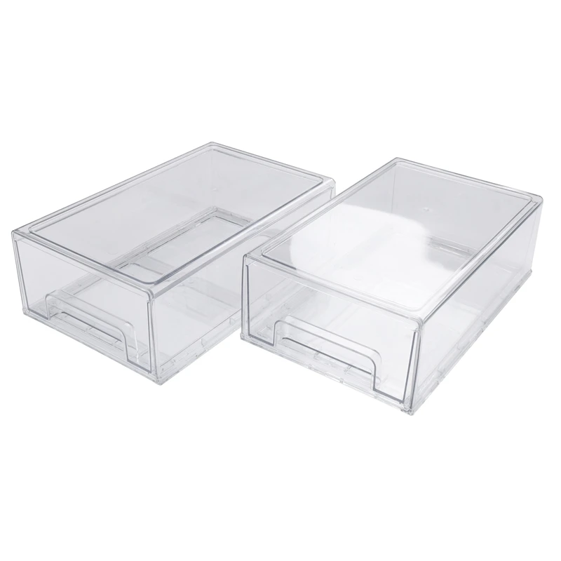 

Fridge Drawers -Stackable Pull Out Refrigerator Organizer Bins - Food Storage Containers For Kitchen, Refrigerator 2Pcs