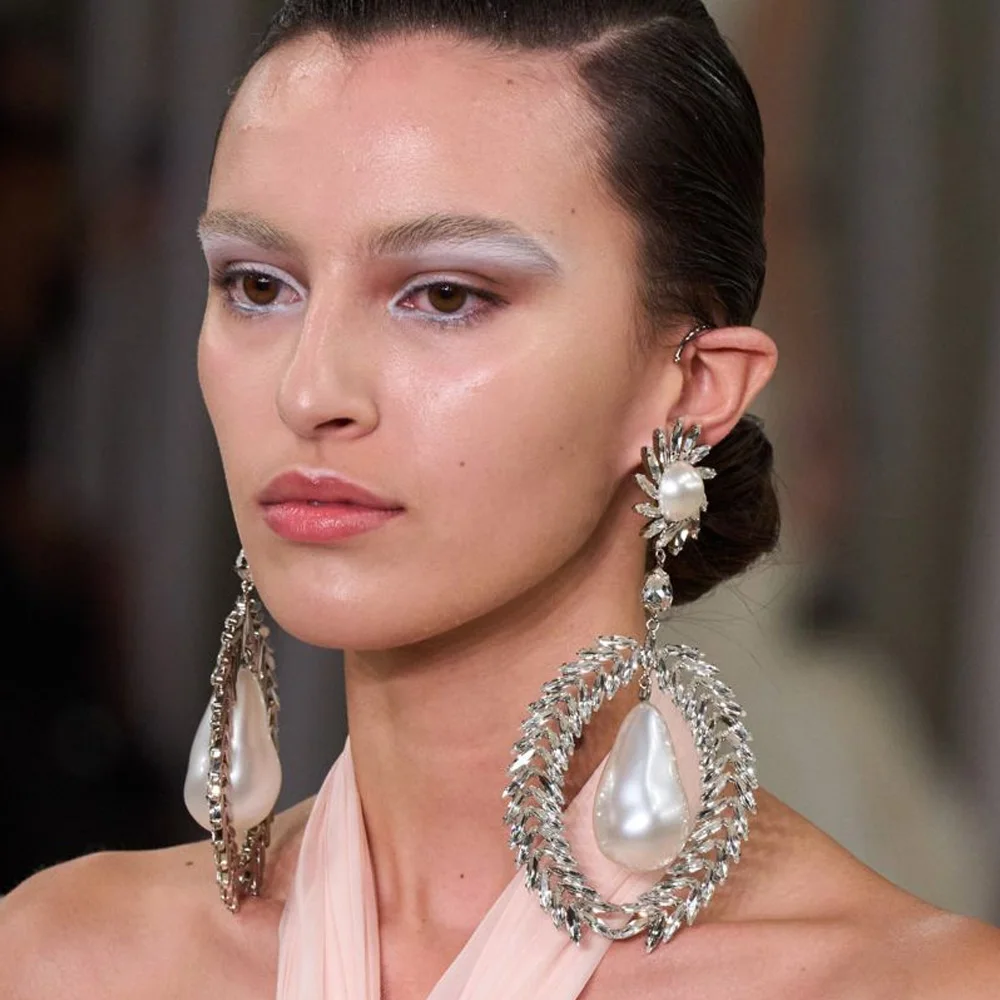 Крупные крупные серьги-подвески Stonefans 2024 ювелирные изделия серьги с жемчугом и