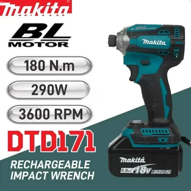 Ударный шуруповерт Makita DTD171 бесщеточный с высоким крутящим моментом 18 В литиевые
