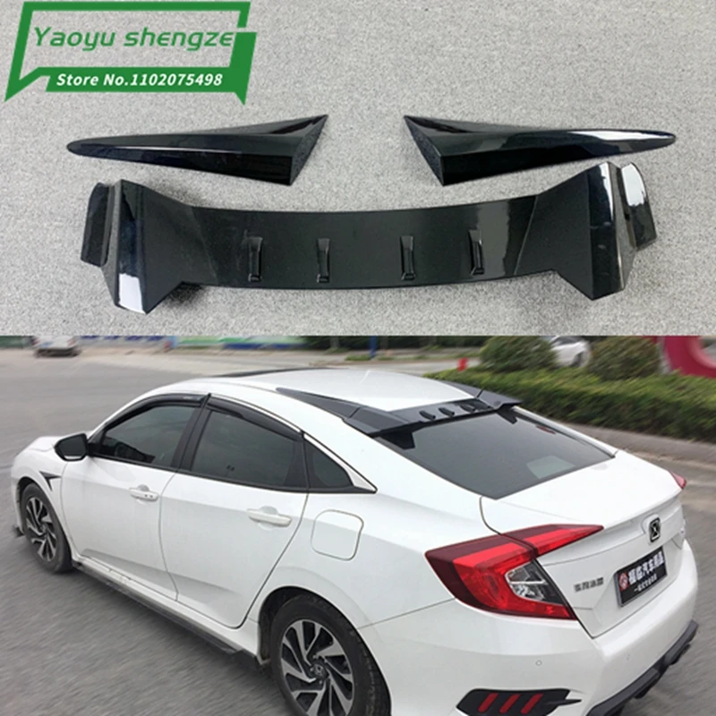 

Car Rear Trunk Wing Boot Lip ABS For honda civic 16 17 18 19 10th TR Deflector Decoration rear spoiler auto replacement part