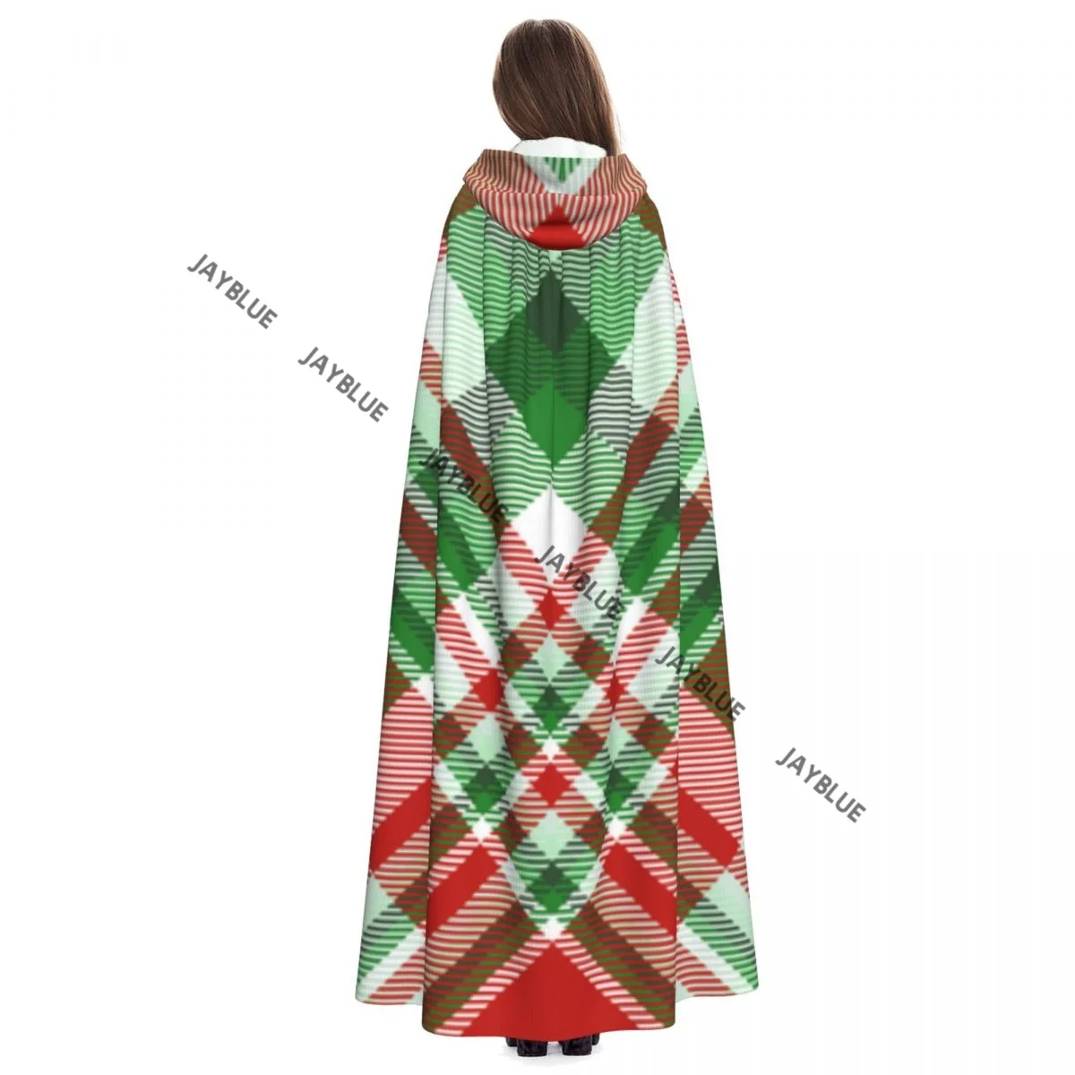 Длинная накидка-плащ рождественский клетчатый узор плащ с капюшоном пальто