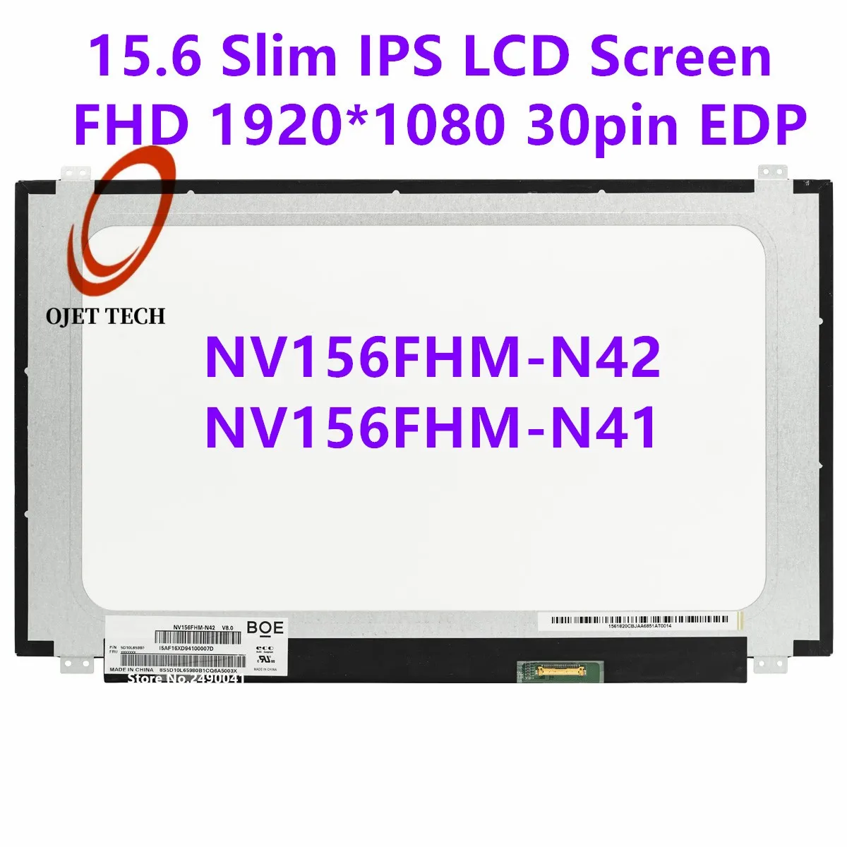 

ЖК-экран для ноутбука с IPS-матрицей 15,6 дюйма, Φ N41 V8.0, подходит для Φ B156HAN06.1 FHD 1920x108, 0 NV156FHM-N42, панель дисплея, 30-контактный eDP