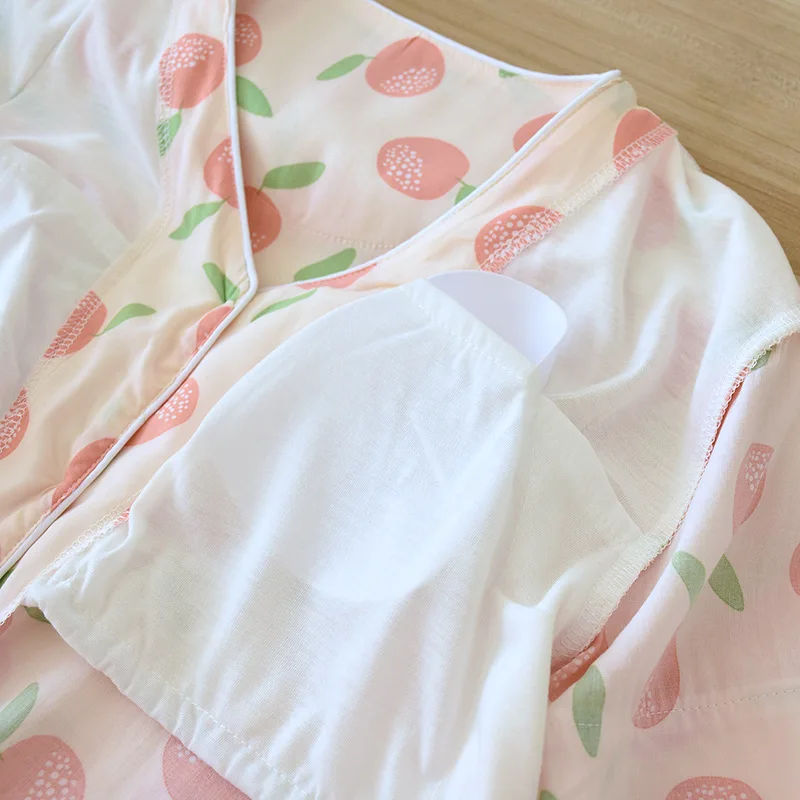 Pajamas Women's Suit Bra-free Thin Section with Chest Pad Cool Cotton Home Service Living Wear Breathable and Leisure Nightwear