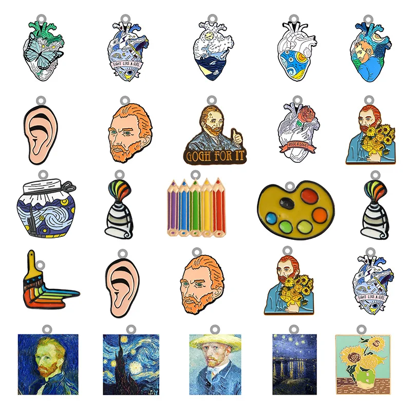 

JWEIJIAO Creative Design New Painter Van Gogh Acrylic Pendant Epoxy Resin Jewelry Making Pendant Earrings Necklace Parts