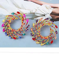 new trend rhinestone floral dangle earrings for women dinner wedding accessories personality fashion luxury jewelry hot sale